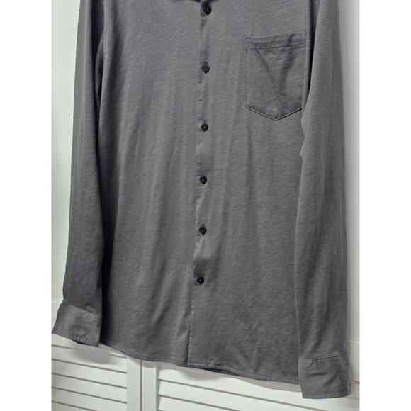 Day & Age Knit Button Down Long-Sleeve Woven Slub Collared Char Size Large Mens - Picture 3 of 6